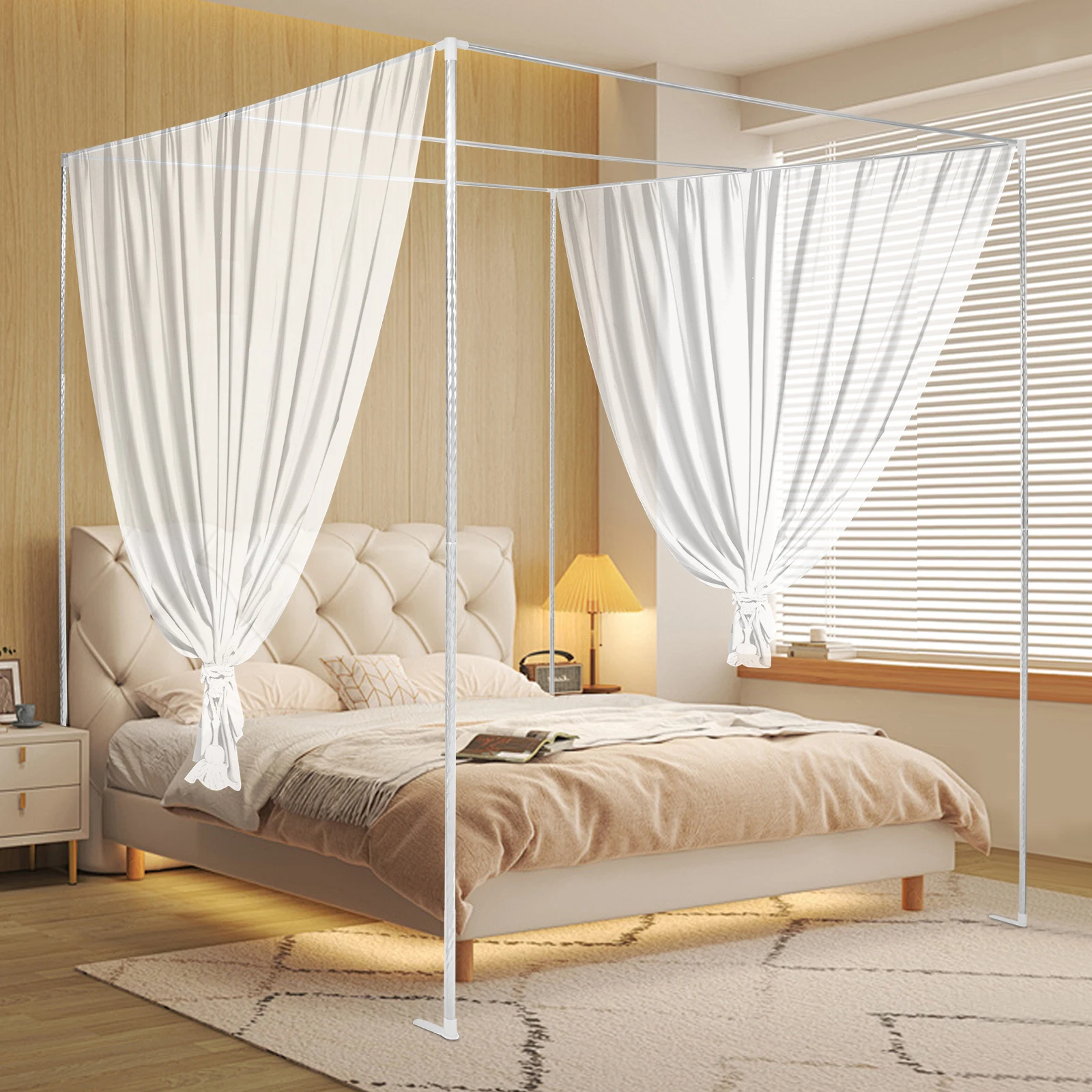 2*2*2m 4-Corner Bed Canopy Frame Post Bracket Mosquito Netting Curtain Support