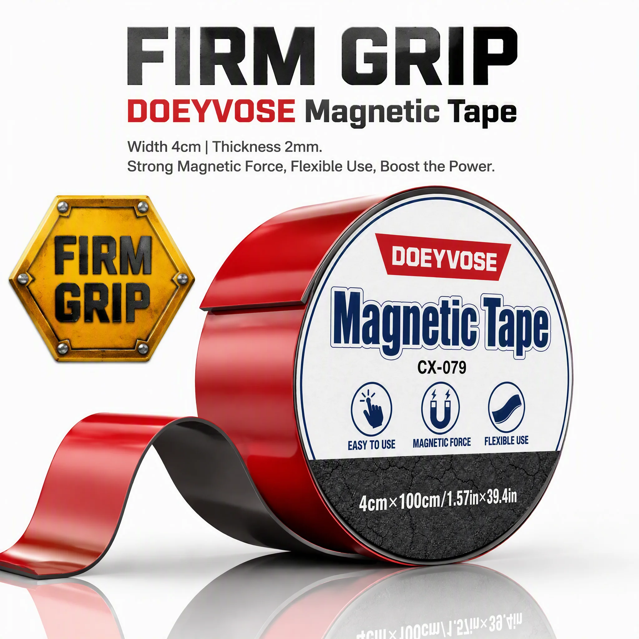 Flexible Self‑Adhesive Magnetic Tape Strip 4cm x 2mm x 1m Magnet Sticker for DIY Crafts