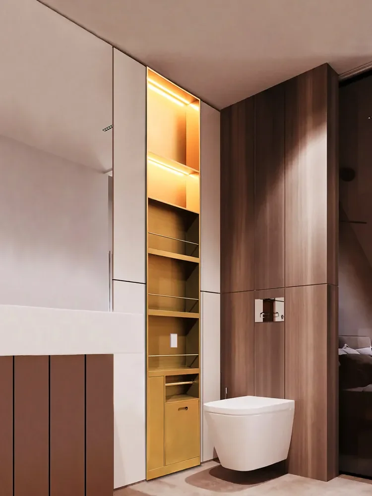 Bathroom embedded garbage can, toilet alcove, shelf, custom toilet hidden alcove