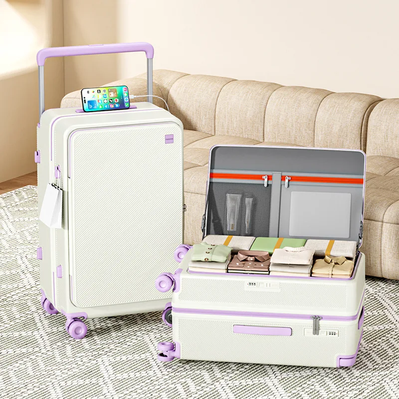 

20/24/26/28 Inch Travel Suitcase set Zipper Trolley Case With wheels Rolling Luggage MultiFunctional Suitcase with Cup holder