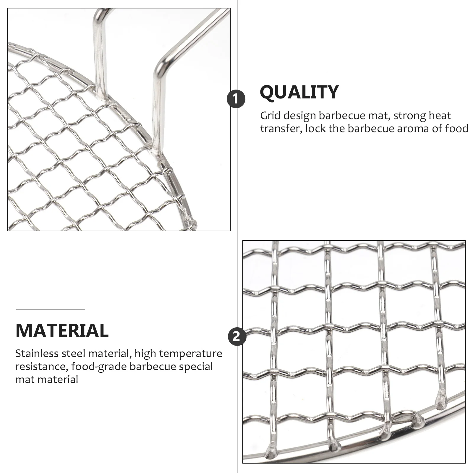 

2Pcs Bbq Grill Rack Sturdy No Rust Stainless Steel Barbecue Supplies Lightweight Portable Charcoal Fired Grill Mesh