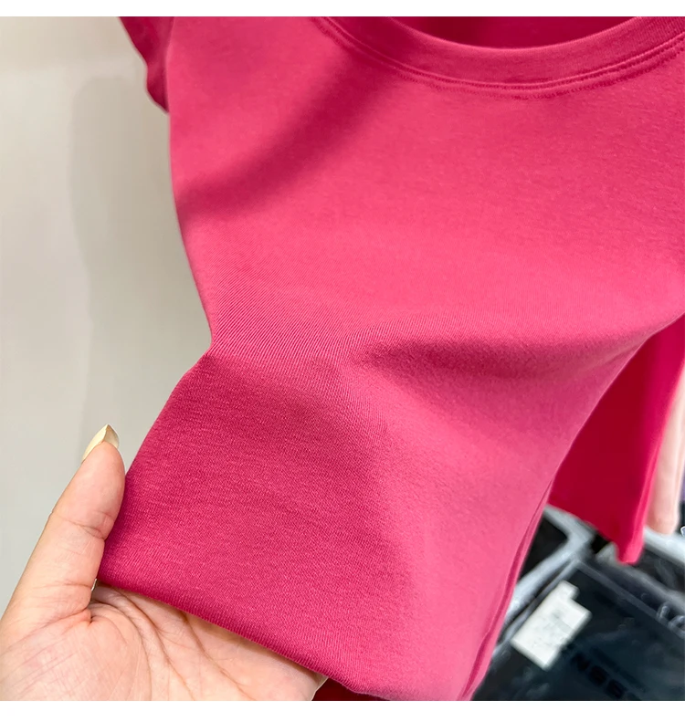 2026 Sexy Quadratischer Ausschnitt Slim T-Shirt Damen Baumwolle Elastisch Basic Einfarbig Lässige Oberteile Kurzarm Dünne T-Shirts Transparent – Detail 19
