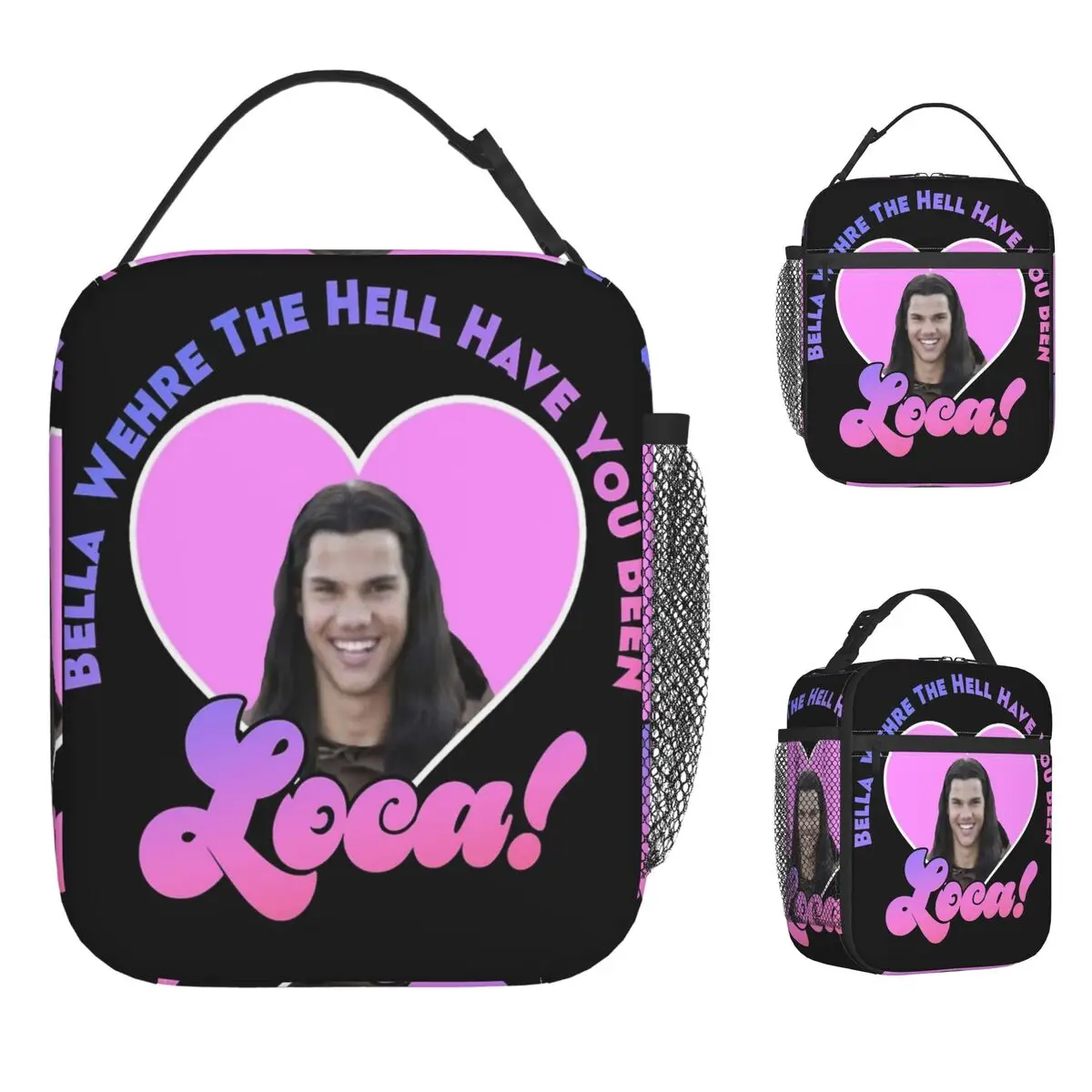 جاكوب توايلايت بيلا أين الجحيم هل كنت لوكا حقيبة الغداء صندوق الغداء المدرسة المحمولة الحرارية حمل حقائب اليد حقيبة للحفاظ على البرودة