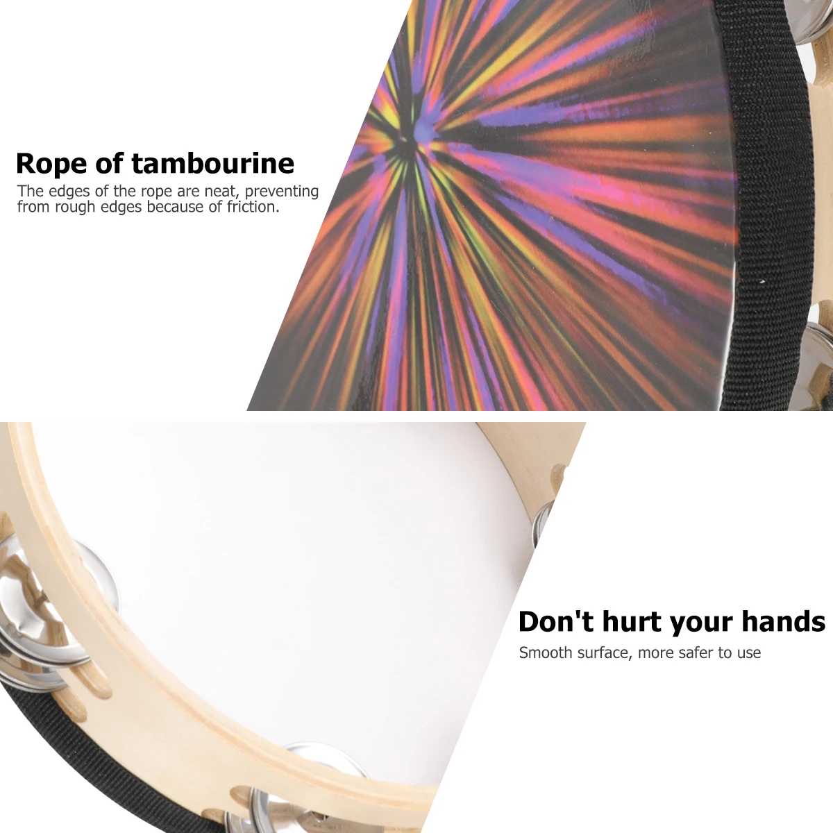 

Kids Toys Hand Tambourine Percussion Handbell Drum Develop Aldult Jingles Child