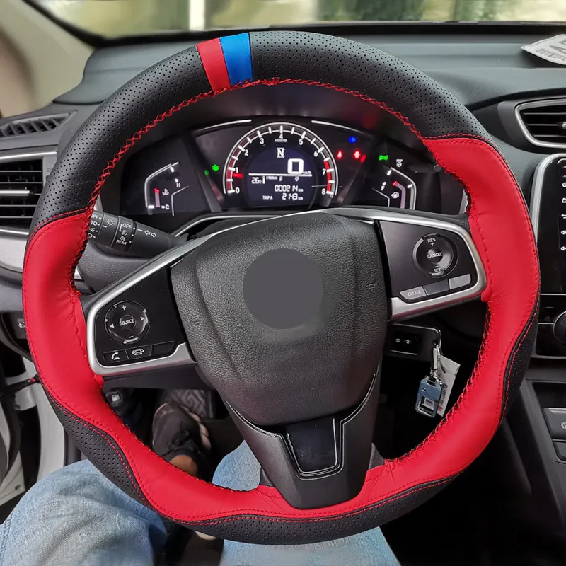 

38cm Universal Car Steering Wheel Braid Cover Needles & Thread kits Soft Microfiber Leather Covers DIY Texture Auto Accessories