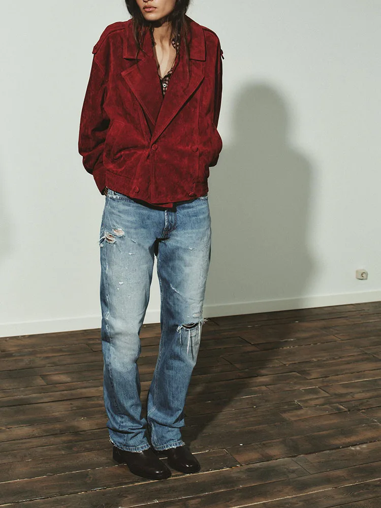 

2025 Winter New Arrival Women's Faionable Versatile Sweet Reverse Suede Jaet Coat Stand Sle Long Sve Button Closure