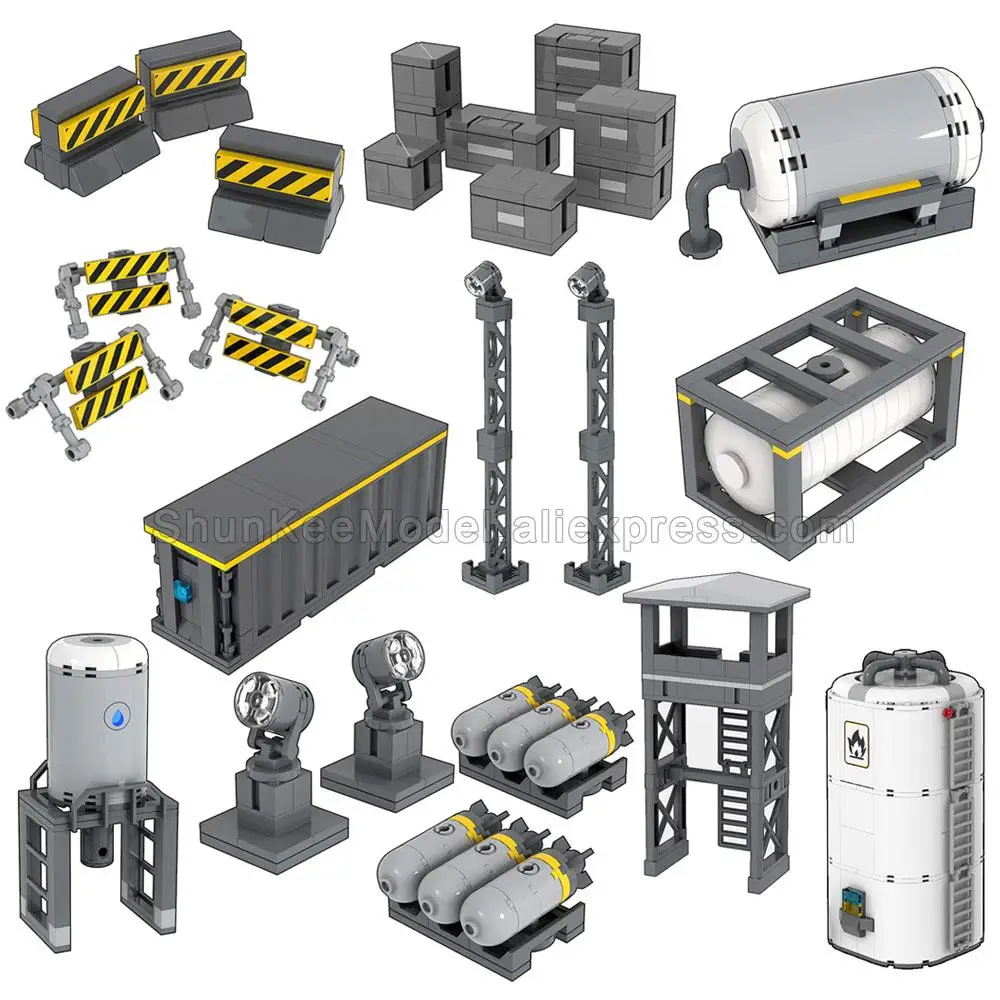 MOC-Arma Barreira Roadblock Box, Blocos de Construção Base, Cena Tijolos, Instalações de Fortaleza, Gnaku, Funcional Operação Veículo Brinquedo