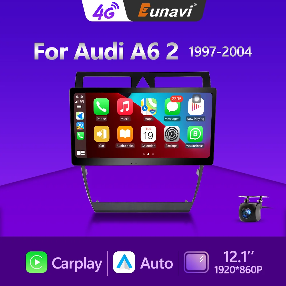 

Eunavi 4G 2 Din Android авто радио для Audi A6 C5 1997-2004 S6 RS6 Автомобильный мультимедийный видео плеер Carplay GPS Стерео Авторадио 2din