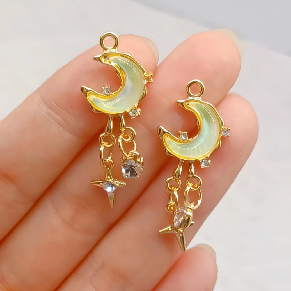 50pcs/lot Jewelry Accessory Sweet Colorful Pentagram Moon Tassel Shaped Pendant For Charms Earrings  Bracelet
