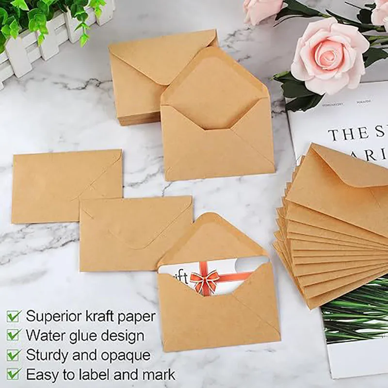 50pcs Kraft Envelopes 105x155mm 120g for Business  Packaging  Handwritten Love Letter Birthday Greeting Card  Wedding Invitation