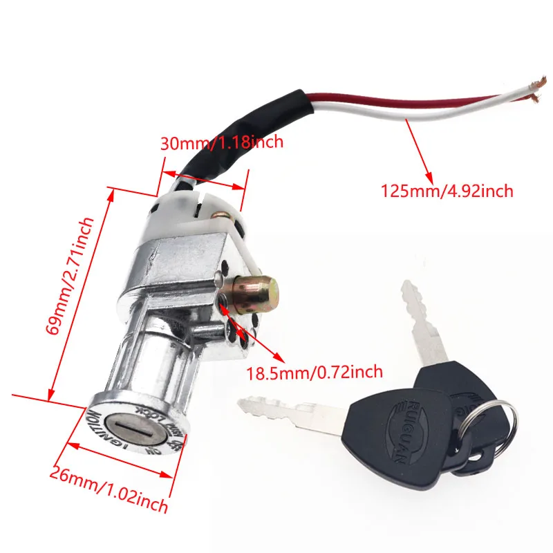 Performance Battery Charger Mini Lock with 2 Keys for Motorcycle Electric Bicycle Scooter E-Bike Electric Lock Accessories