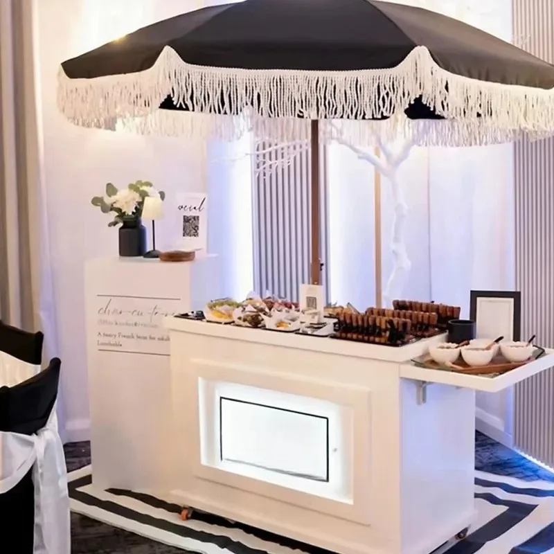 

Hot Sale Metal Candy Cart Waterproof Business Mobile Food and Family Display Birthday Deli Cart