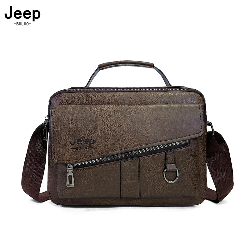 JEEP BULUO-Bolso de negocios para hombre, bandolera marrón, informal, de alta calidad