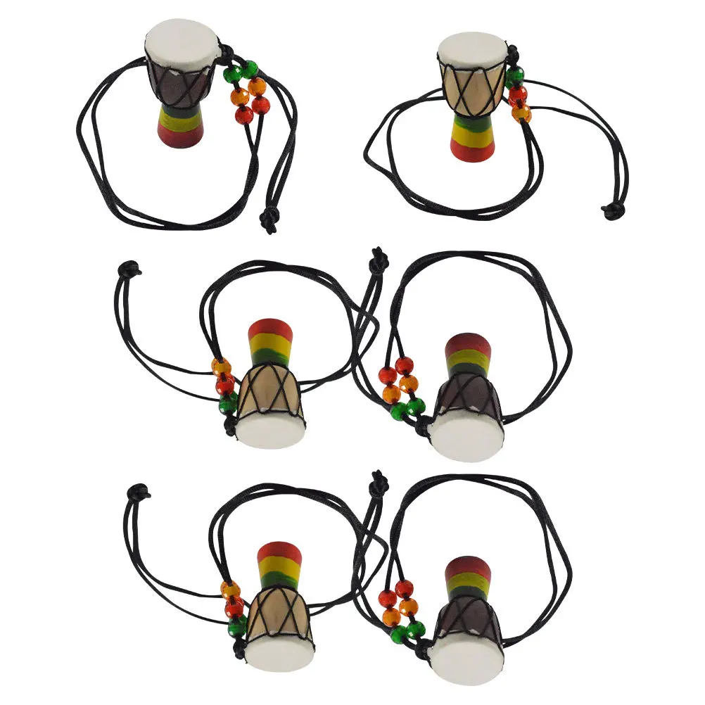 

6Pcs African Drum Necklace for Women Mini Music Pendant Jewelry African Ethnic Necklace Drumstick Pendant for Girls Music Lovers