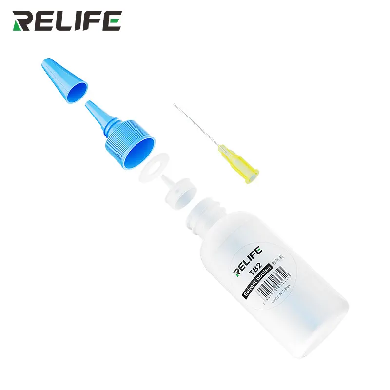 Frasco de plástico vacío de 50 ml RELIFE TB2 con aguja para dispensar pegamento de resina y soldadura 3