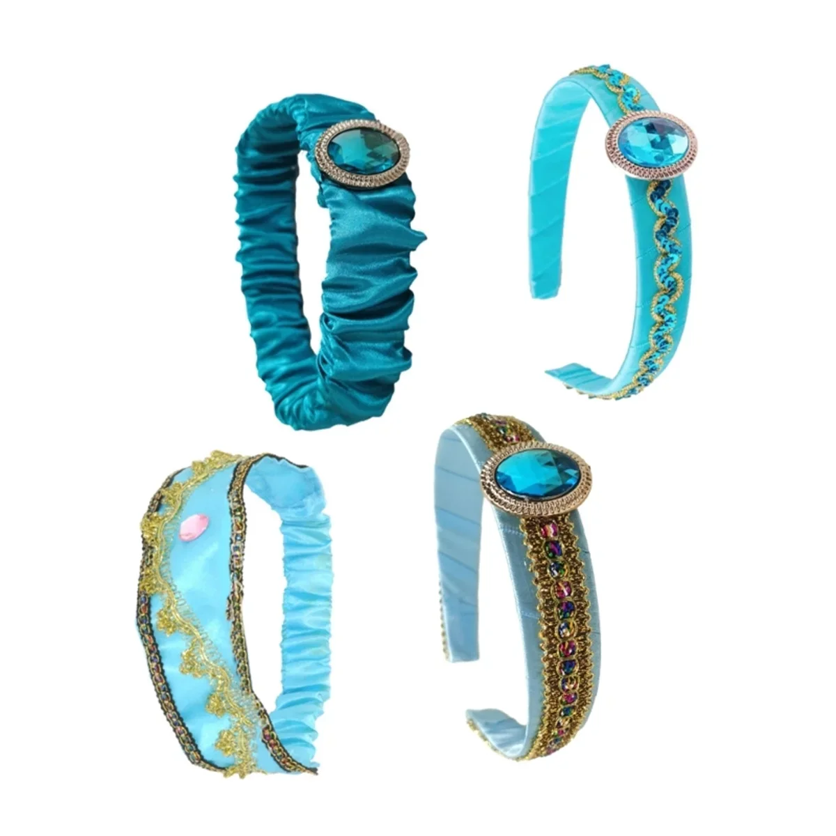 Jasmine Princess Headband Halloween Party Cosplay Headwear Blue Arabian Classical Costume Accessory Women Girl Dress Up Hairband image 3