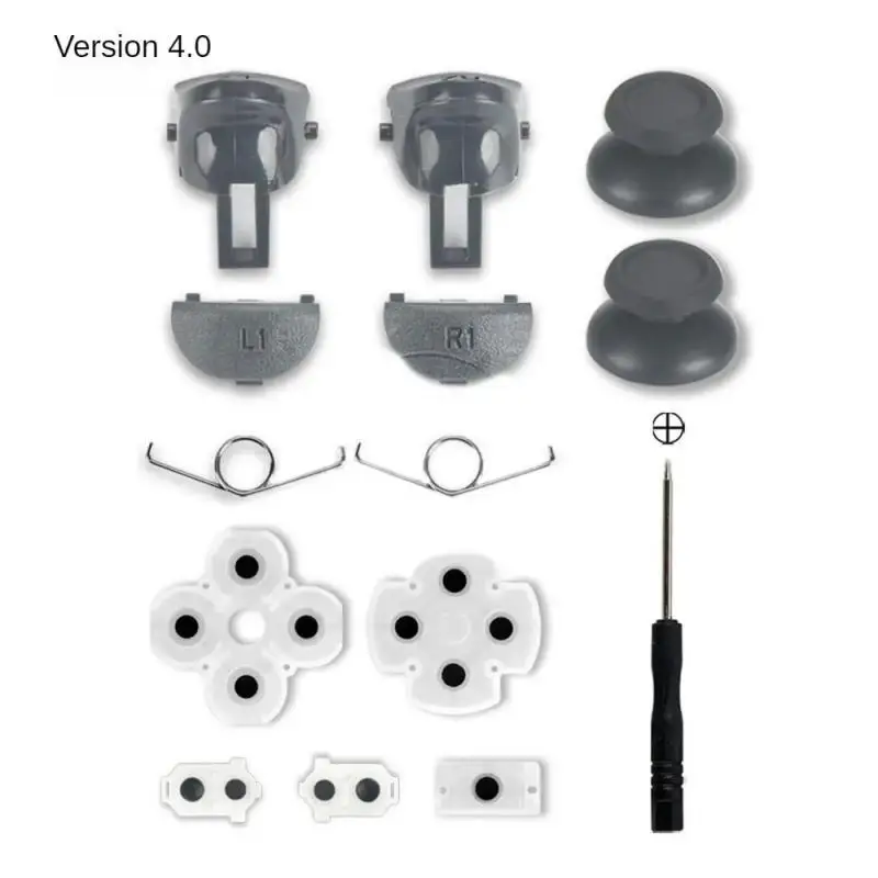 Black Analog Stick + LED Light Bar Sticker for 4 Slim Controller Thumbsticks for Dualshock 4