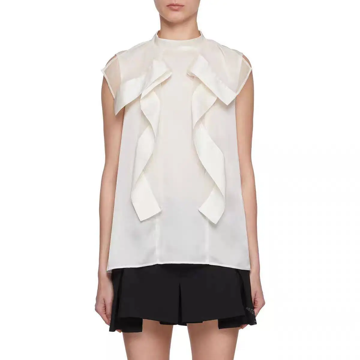 SAC Japanese design shirt irregular sleeveless streamer shirt