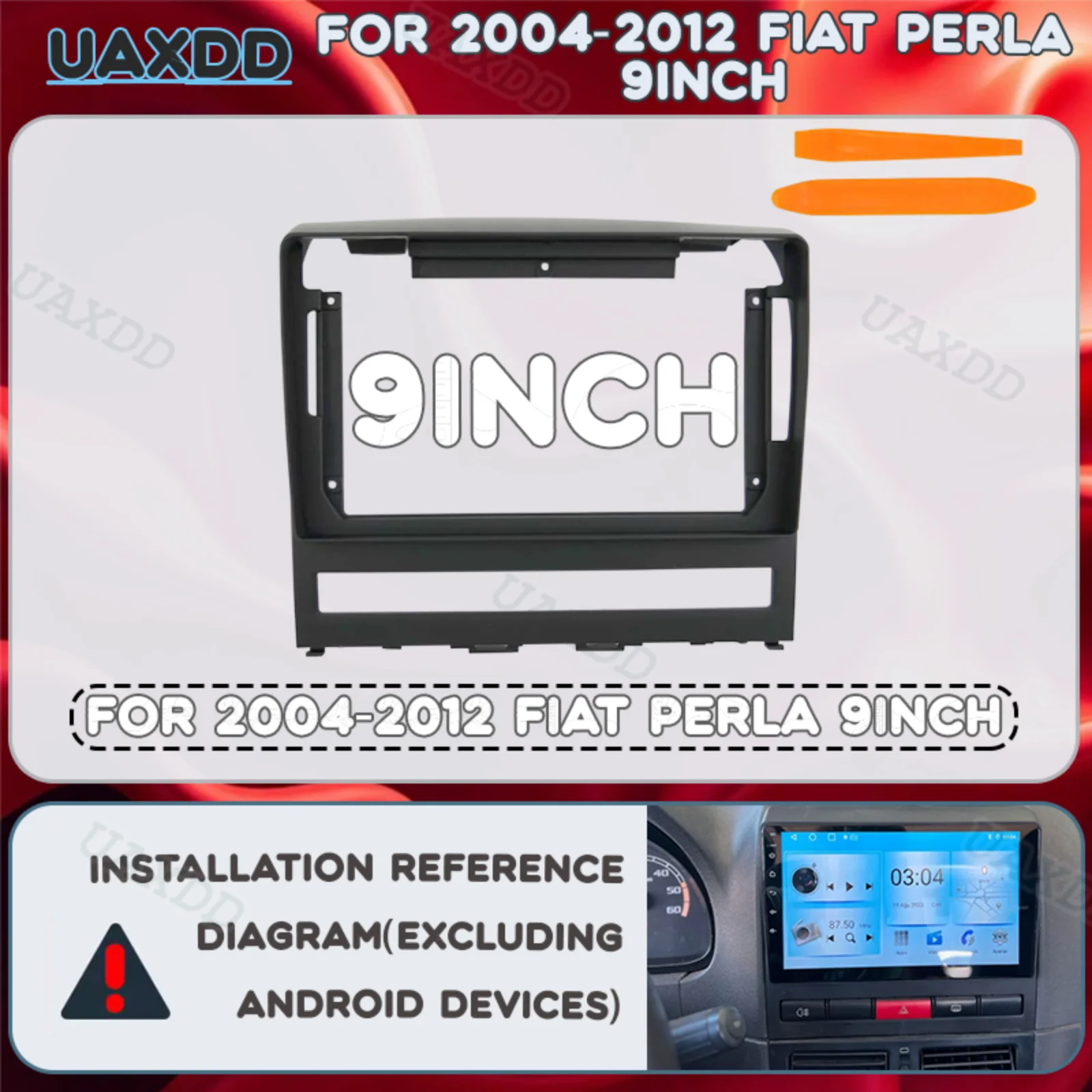 2 Din Kit dashboard Car for 2004-2012 FIAT PERLA 9INCH Fascia Panel Frame Automotive center console plastic accessories interior
