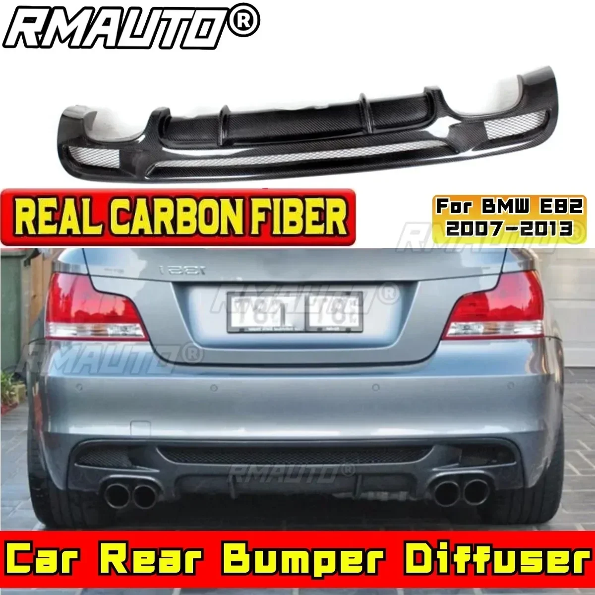 

E82 Rear Bumper Diffuser Real Carbon Fiber Style Car Rear Bumper Lip Spoiler Body Kit For BMW E82 2007-2013 Car Accessories