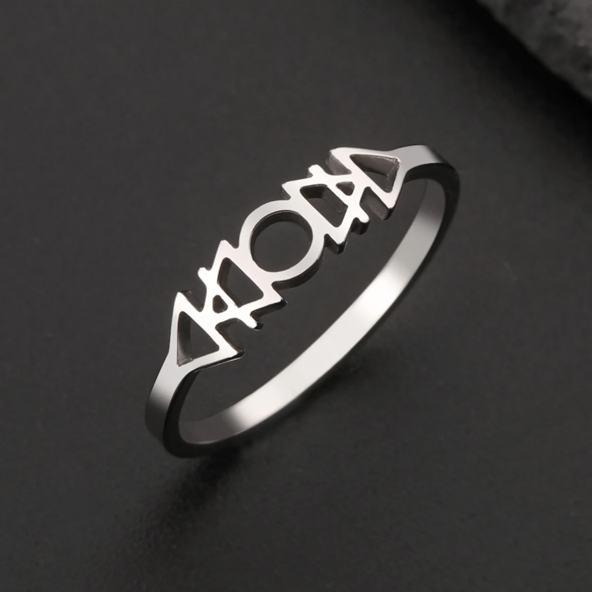 LIKGREAT 4 Alchemical Symbols Finger Rings Earth Air Water Fire Stainless Steel Vintage Ring Jewelry Gift for Men Women New