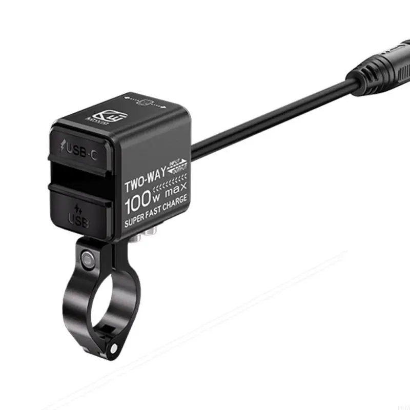 R91A 1 مجموعة دراجة نارية USB ونوع C شاحن 2-Way شحن سريع الغبار دراجة نارية دراجة كهربائية شاحن الهاتف