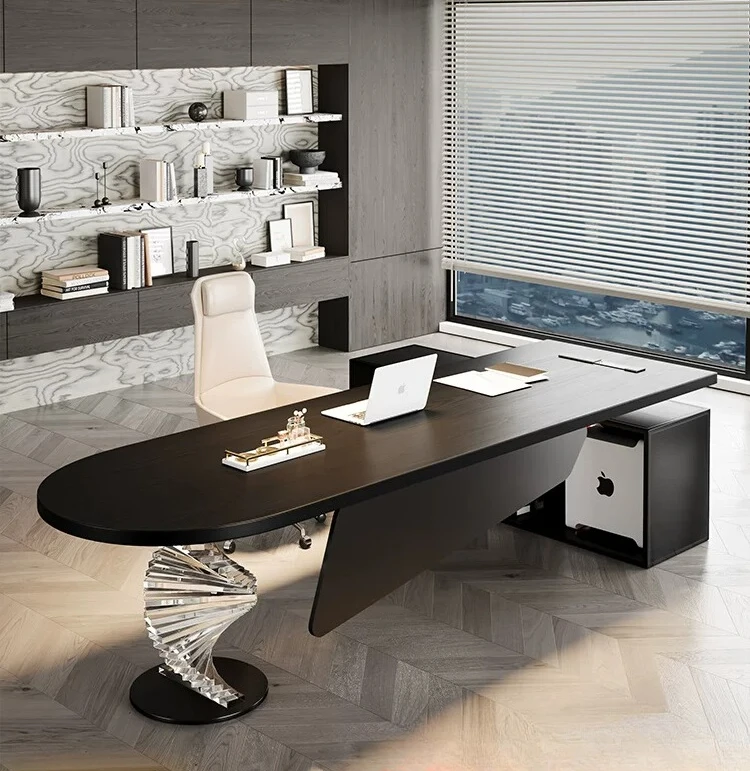 

PYJ Solid Wood with Side Cabinet Creative Designer Minimalist Solid Wood Office Computer Desk