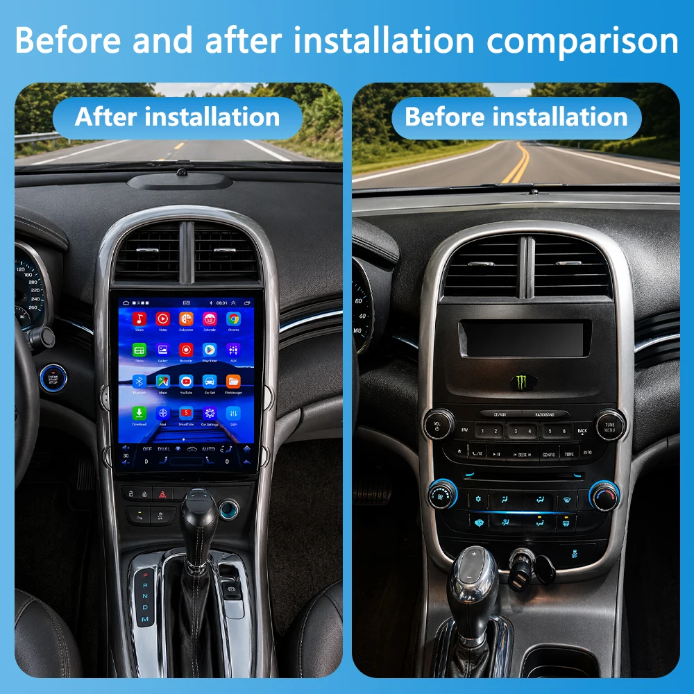 12.1 Inch Car Stereo Android 15 Navigation Head Unit with Carplay Android Auto 4+64G 8 Core 5G for Chevrolet Malibu 2009-2015