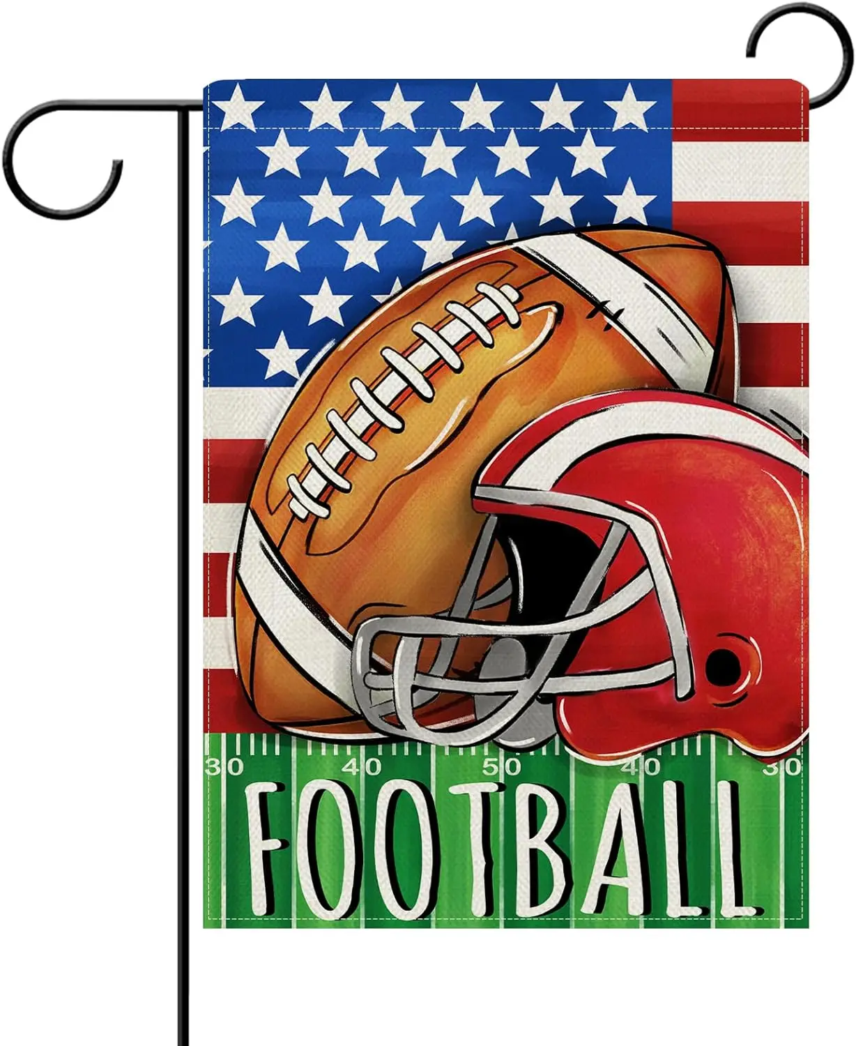 Dyrenson Fall Football Decorative Garden Flag, Autumn America Sports Game Day Yard Outside Home Decorations, Stars Stripes Seaso