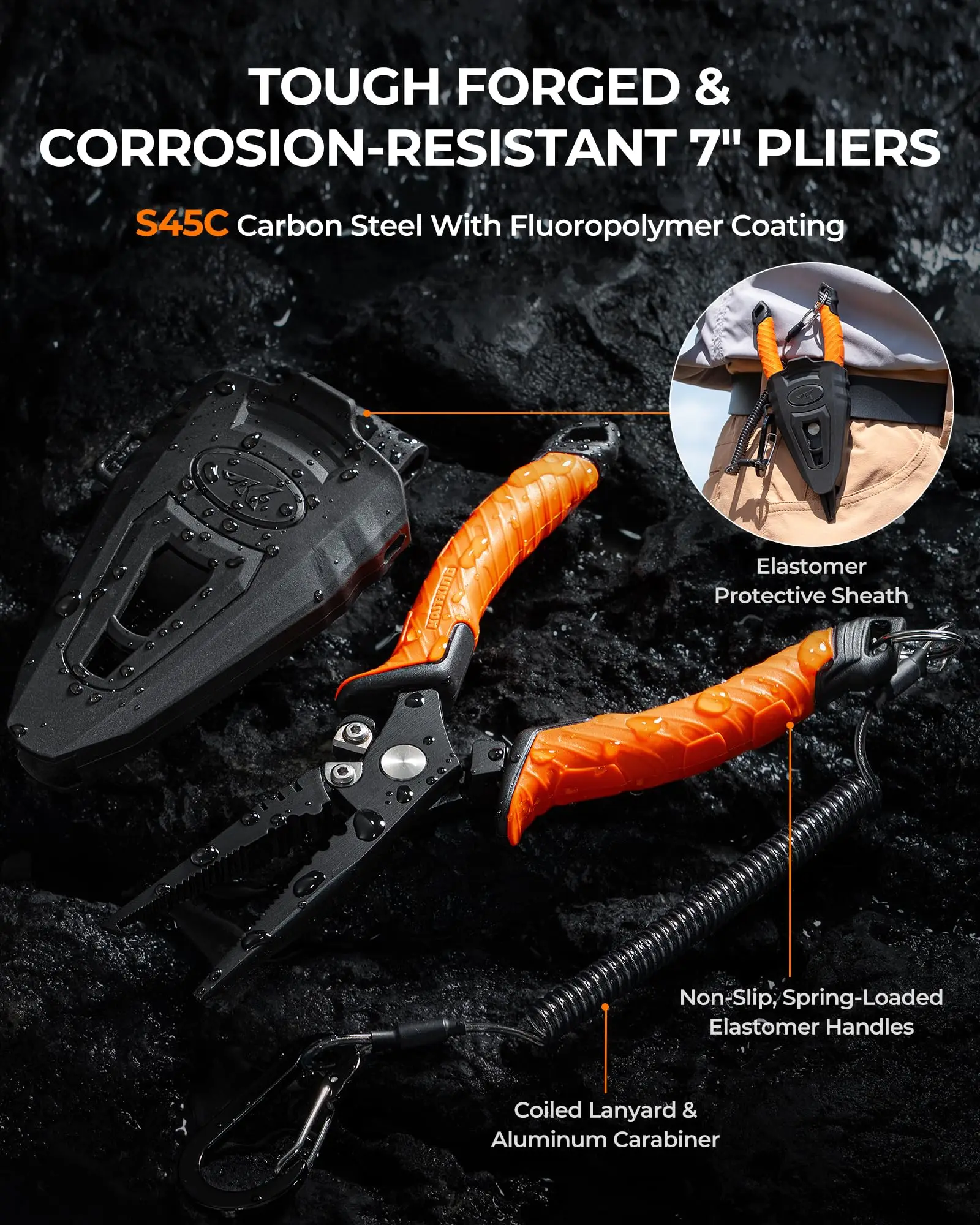 Fishing Gear Tool Set Corrosion Resistant Fishing Pliers Fillet Knife Fishing Scissors Fish Lip Gripper Multi Functional Jaw