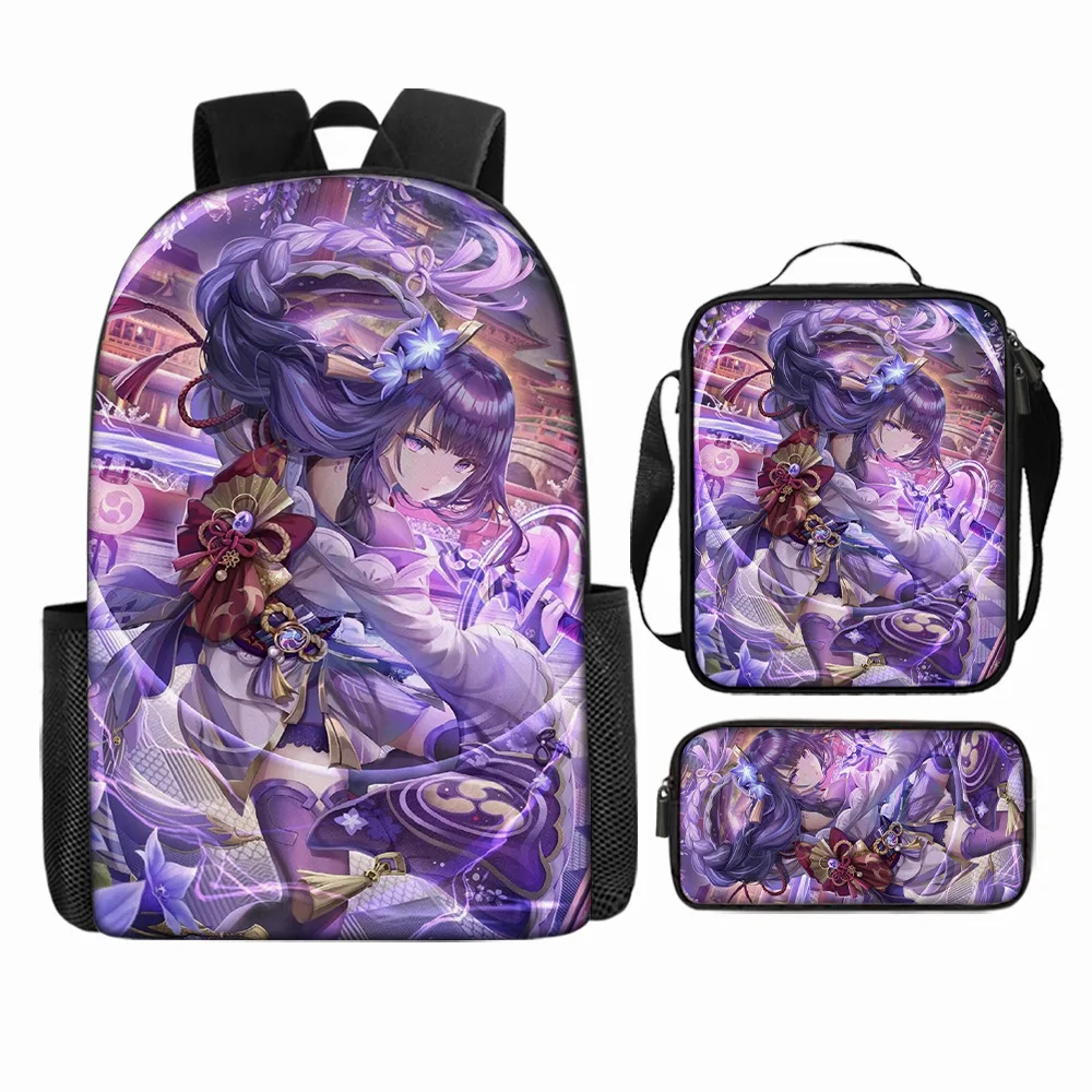 Classic Popular Funny Cute Genshin Impact 3D Printed 3pcs/Set pupil School Bags Laptop Daypack Backpack Lunch bag Pencil Case