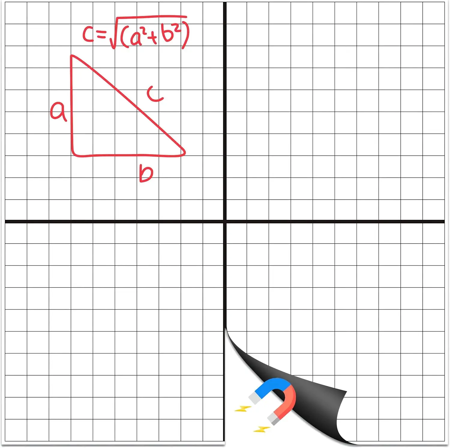

Magnetic XY Coordinate Whiteboard 26x26 Grid for Math & Office
