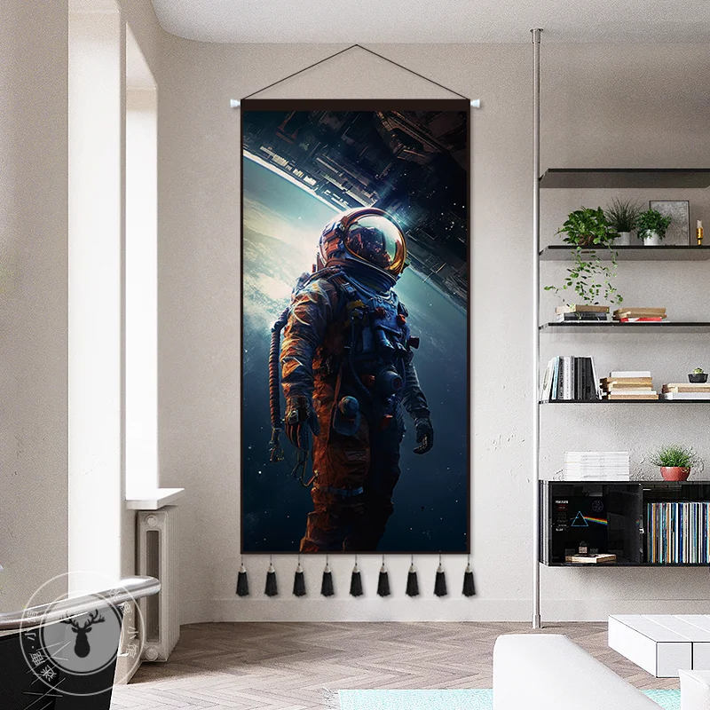 Space Astronaut Boys Wall Art Canvas Painting Outer Space Galaxy Spaceman Posters and Prints Wall Pictures Kids Room Decor