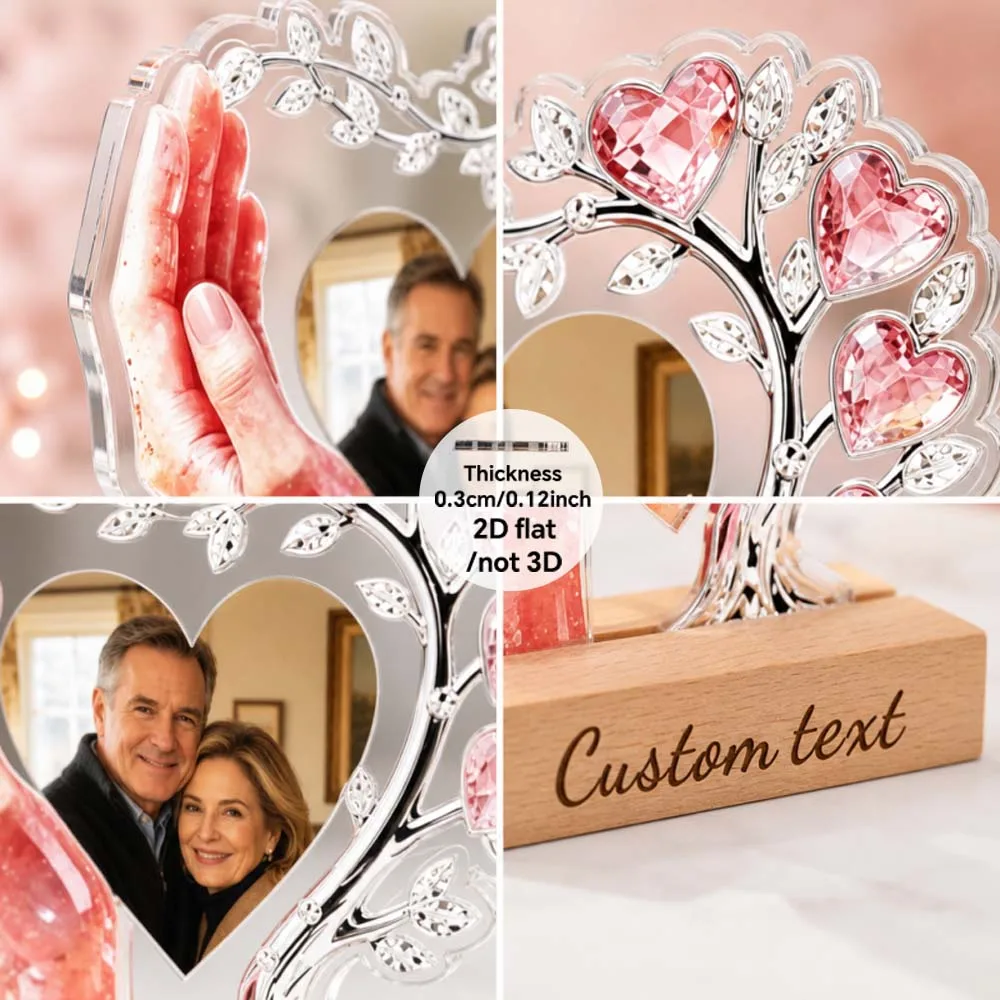 Customized Photo Crystal Tree Love Acrylic Ornament, Father's Day, Mother's Day Family Warm Holiday Gratitude Gift Ornament image 4