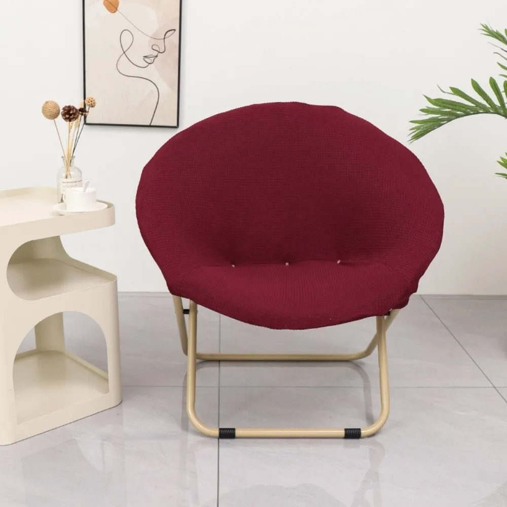 Universal Solid Color Saucer Chair Cover Round Jacquard Moon Saucer Chair Protector Knitted Camping Seat Cover Fit Outdoor Chair