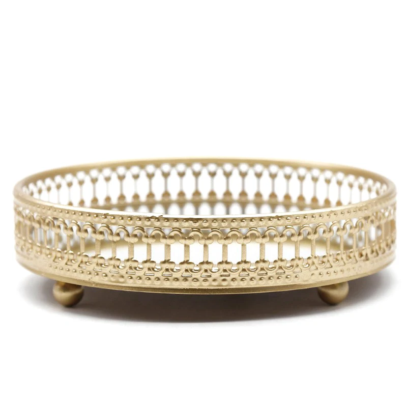 北欧ガラス金鉄トレイ、家庭用ライト、高級装飾、フルーツトレイ、化粧品、ジュエリー収納