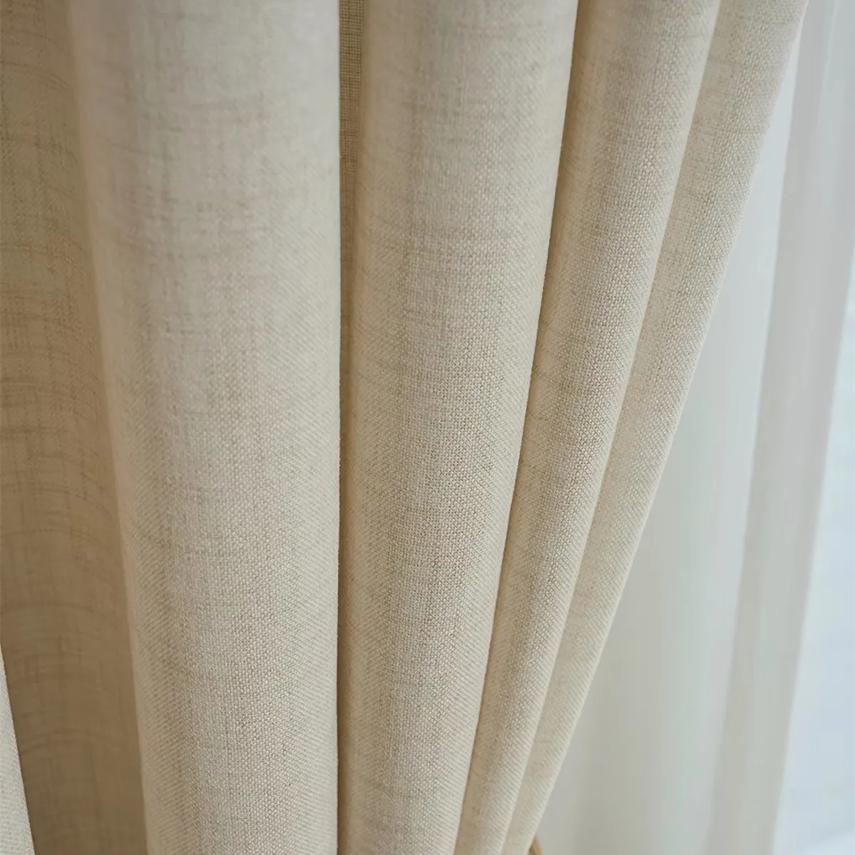 Morden Beige Linen Like Opaque Sheer Window Curtains Bedroom S Folds Waves Tulle for Living Room Door Elegant Drapes Kitchen