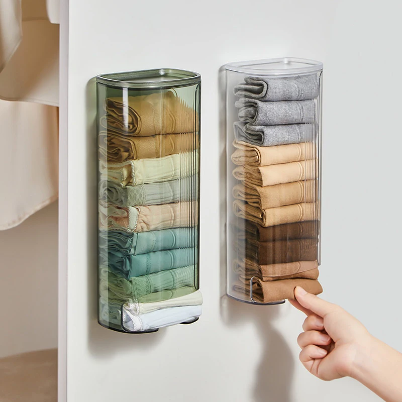 

Pull-out Hanging Underwear & Socks Storage Box With Cover, Wall-mounted Storage Box Bathroom, Bedroom Organizer