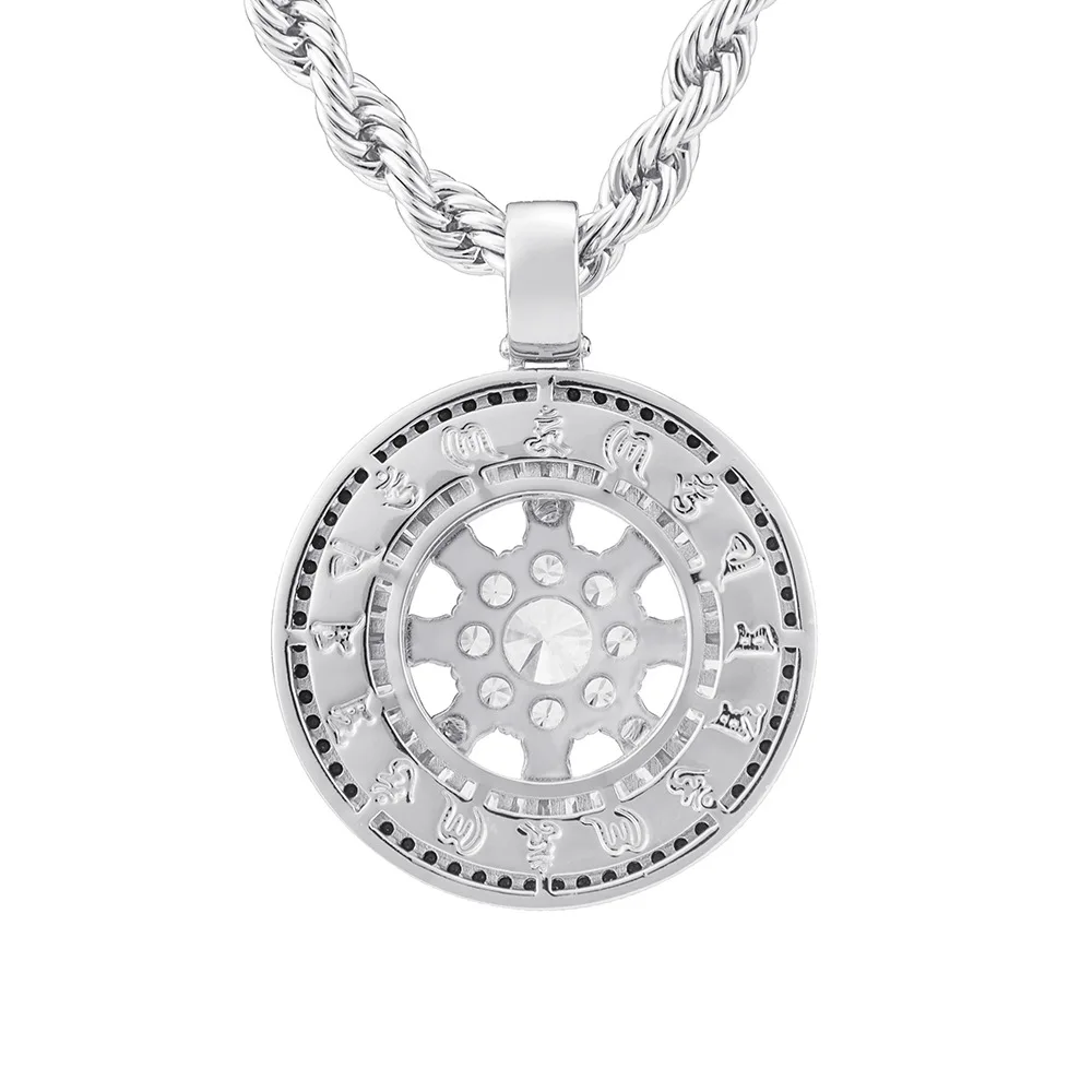 Cuban Link Chain with Pendant Round Octagram Comes and Goes Hip hop Necklace Gold plated Jewelry