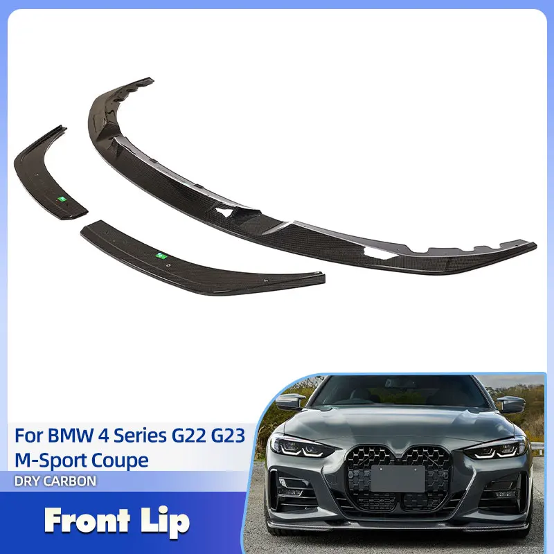 

Car Front Bumper Lip Spoiler Prepreg Dry Carbon for BMW 4 Series G22 G23 M-Sport Coupe Convertible 2021 2022 Front Lip Body Kits