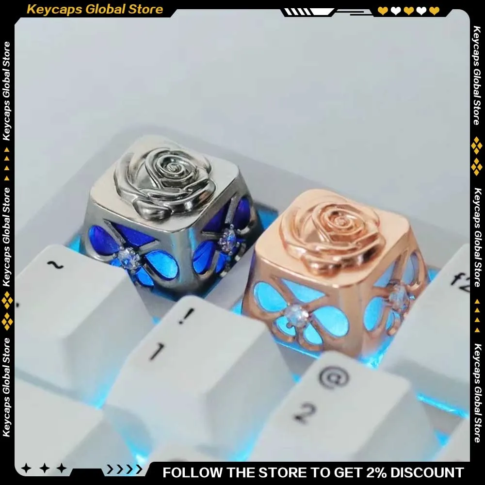 Rose Series Keycap Metal Material Handmade Electroplating Process Custom Creative ESC Keycaps for Mechanical Keyboard Accessory