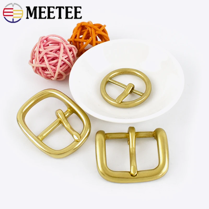 1/2Pcs 30-45mm Solid Brass Belt Buckles Single Pin Clasp Men's Waistband Head Jeans Leather Craft