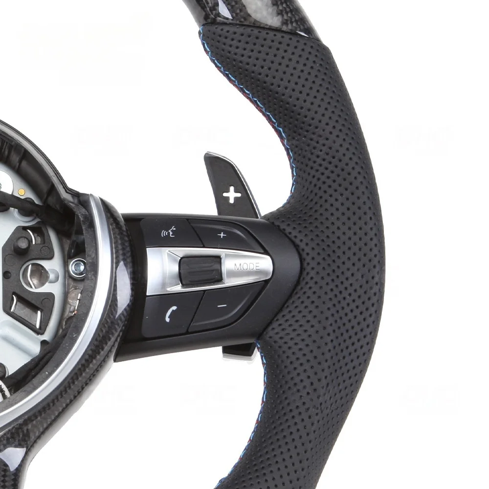 عجلة قيادة من ألياف الكربون مخصصة ممتازة لهيكل 1-7 من سلسلة X1-X6 M3-M6 E إلى ترقية F الرياضية مع إضاءة LED #3