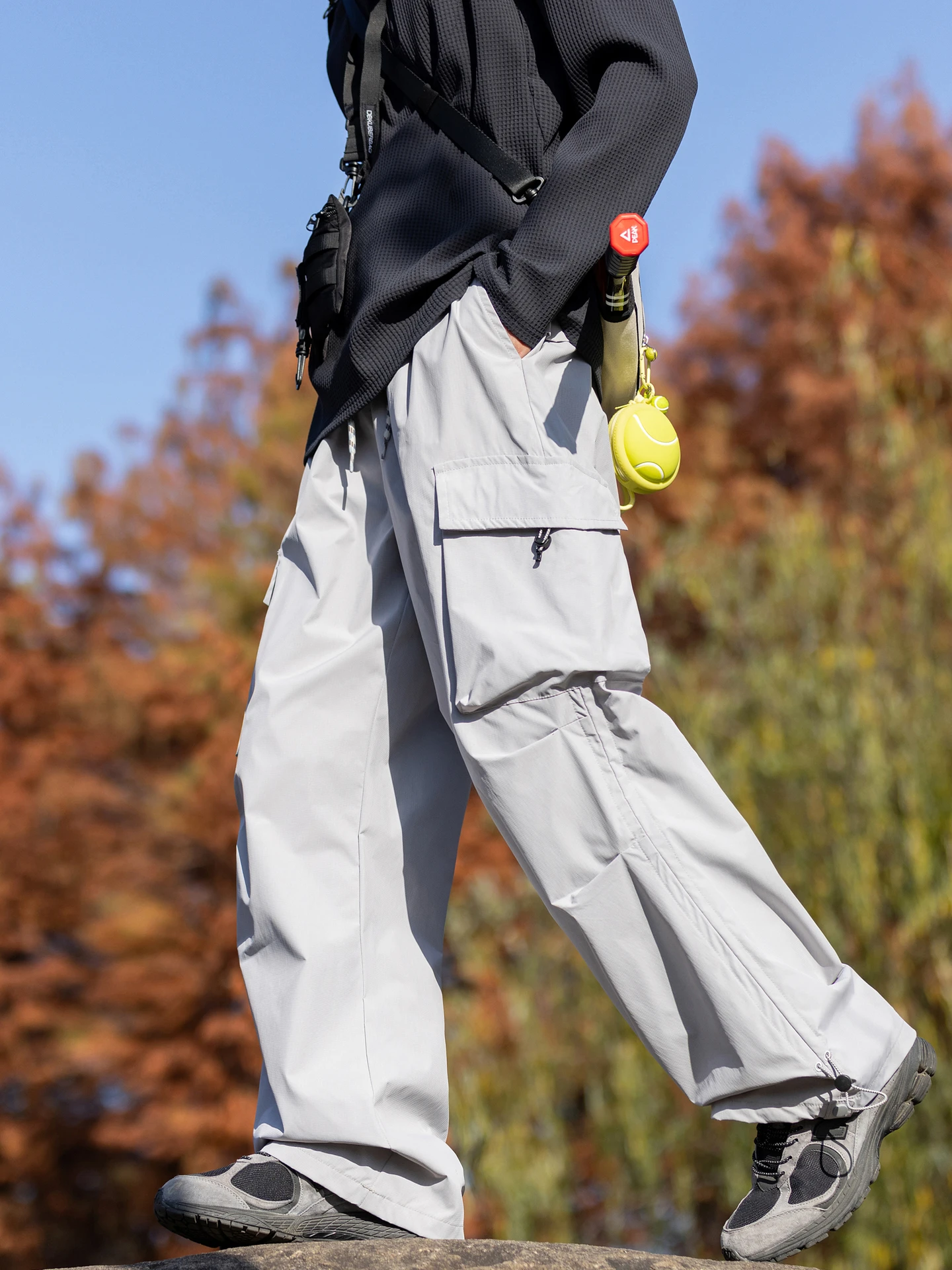 

Casual Outdoor Men's American Sle Spor Windbreaker Trousers Spring Loose Wide Leg Versatile Casual Pants for Youth