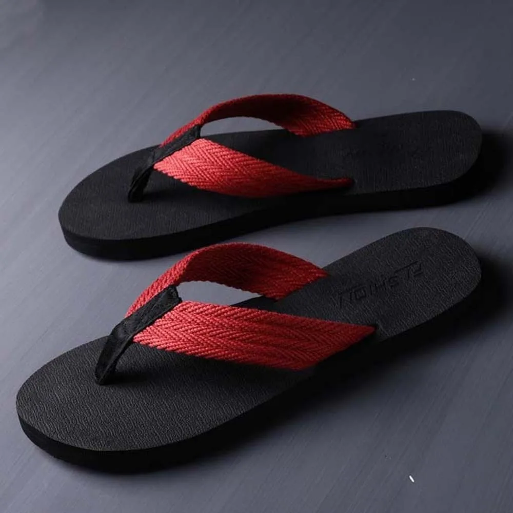 1 Pair Soft High Elasticity Flip Flops TPR Thickened Flat Bottom Slippers Resilience Anti-slip Beach Flip Flops Vacation Travel