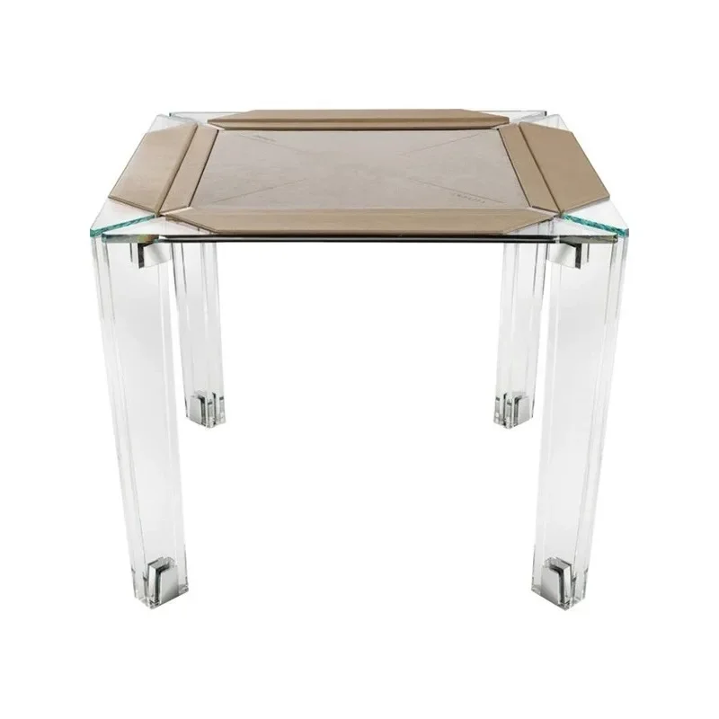 Chess table Steel glass transparent mahjong table Hand rubbing poker table Casual high-end chess and card  Game
