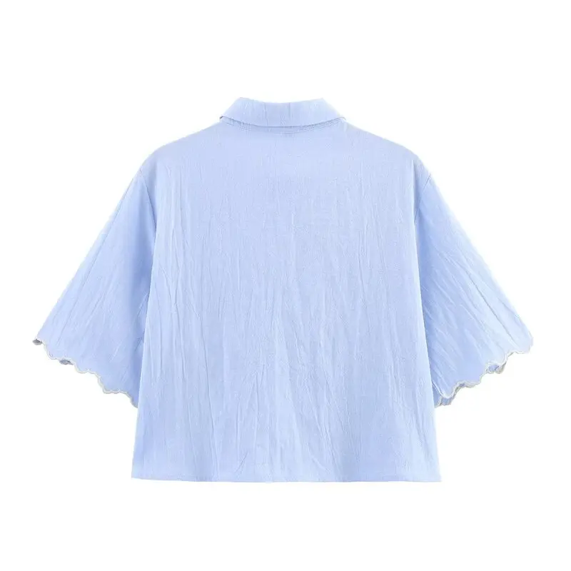 

Ele Embroidered ort Sve Collar irt Women's Faion Summer New Arrival Simple Design UV Protection Regular Fit