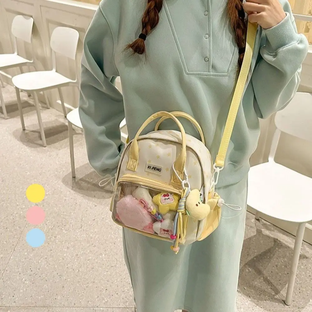 

Nylon Transparent Itabag Dual Purpose Solid Color Transparent Pocket Backpacks Badge Storage Bag Crossbody Bag Y2k Backpacks