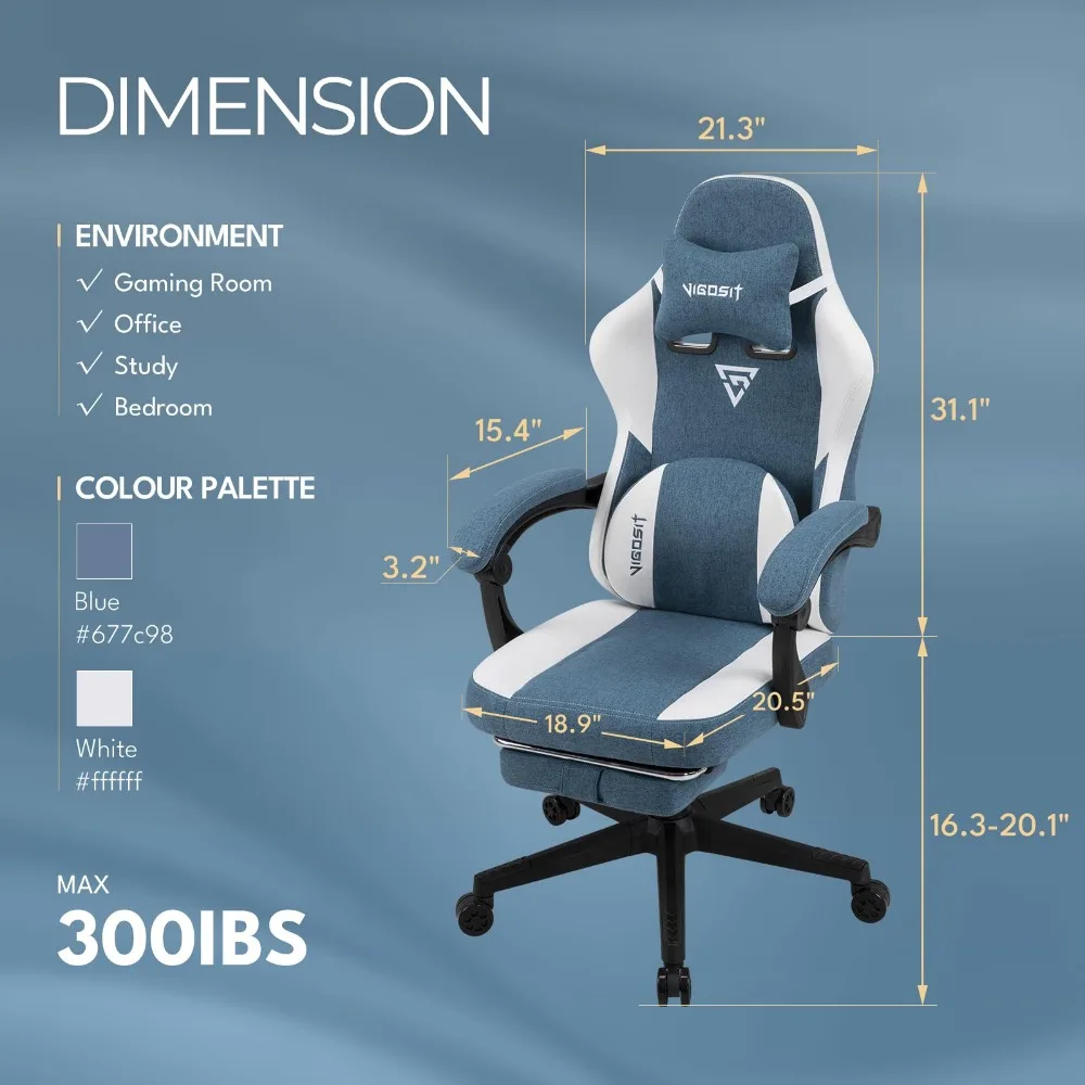 Gaming Chair with Pocket Spring Cushion, almofada de apoio lombar, Novo, 2023