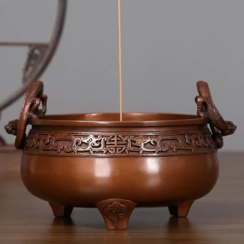 Copper incense burner household indoor antique Xuande furnace tower incense sandalwood burner incense products